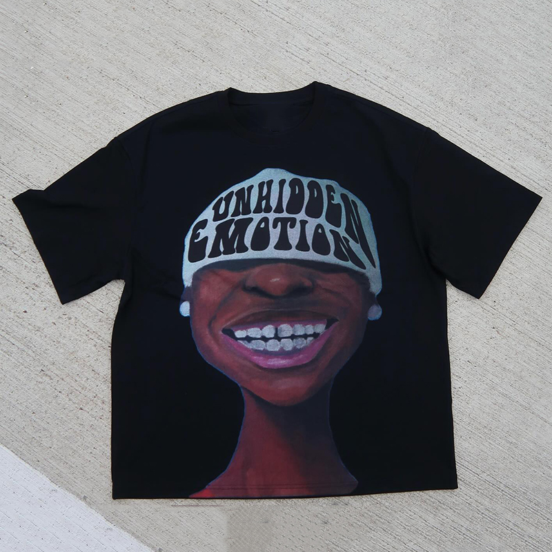 Sopula Unhidden Emotion Big Face Art Graphic Cotton T-Shirt - SOPULA