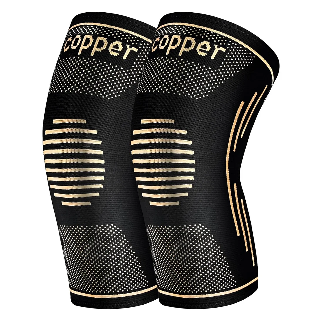 2 Pack Sports Protection Copper Knee Braces for Knee Pain Compression Sleeve