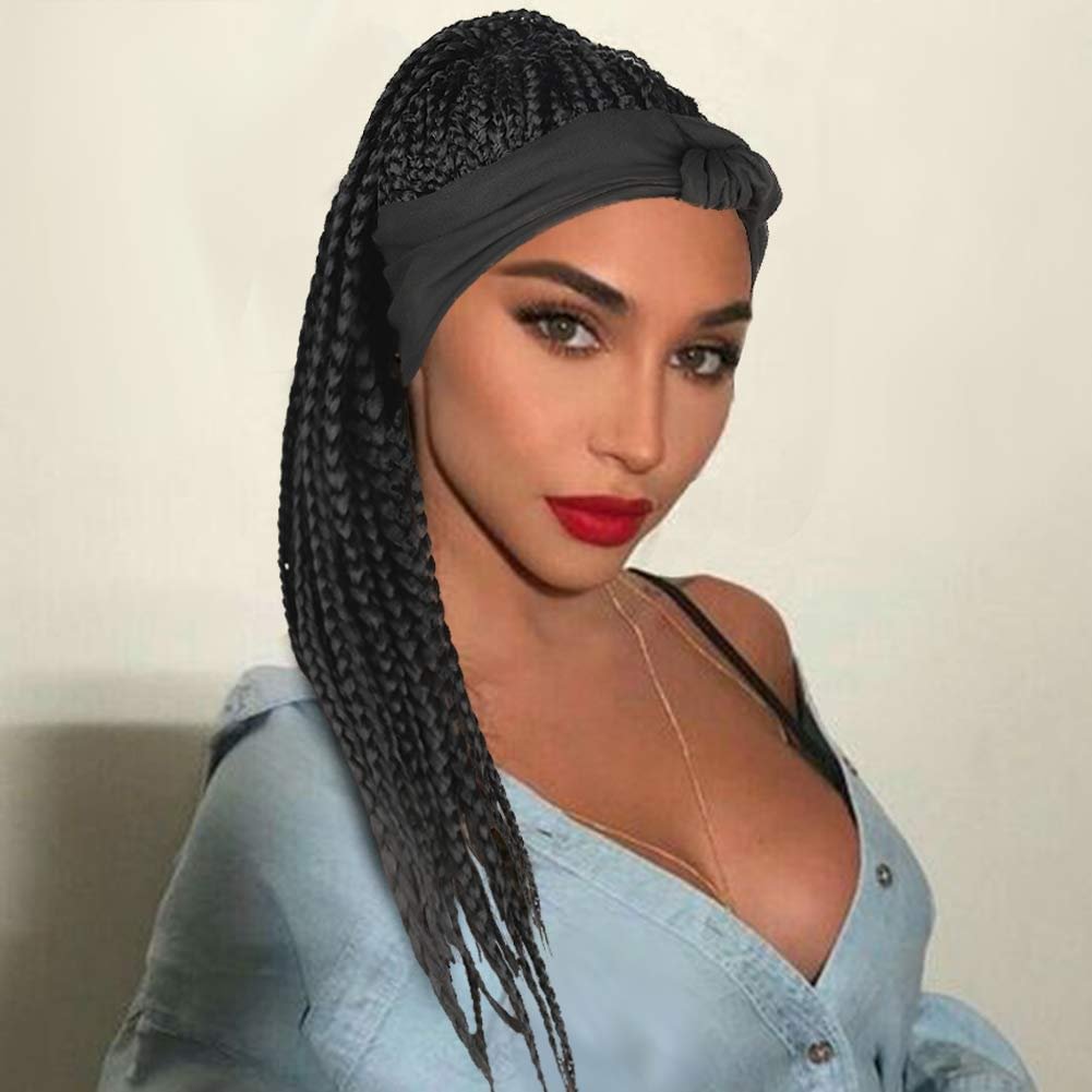 Hot Sexy Kinky Long Curly Braid Black Wig with Black Headband-elleschic