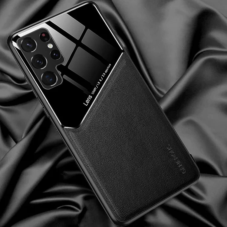 Patchwork leather magnetic case