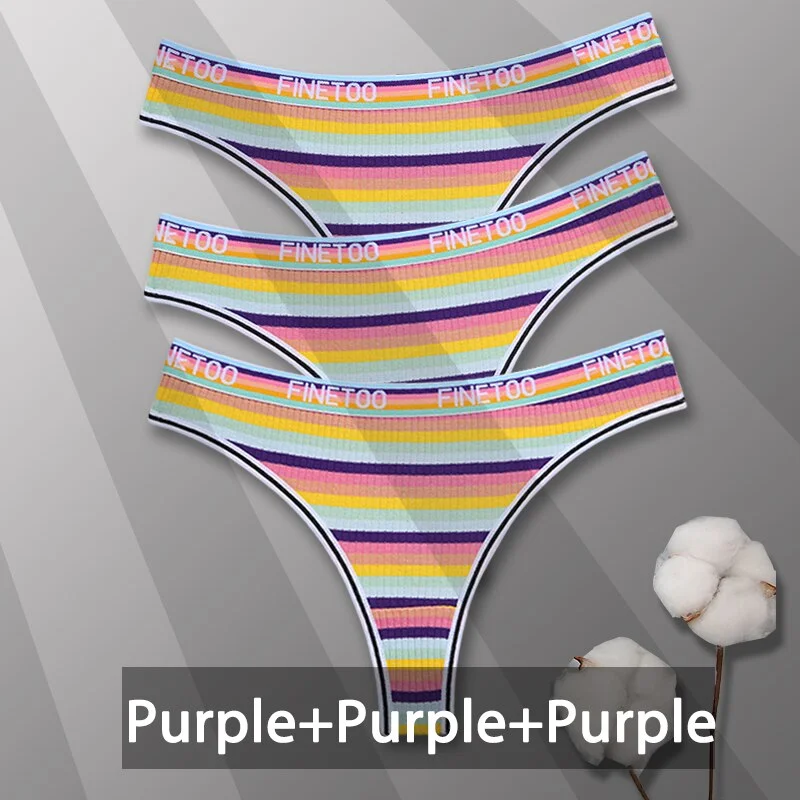 Billionm Colorful Cotton Panties for Women Sexy Striped Underwear G-string Thong Panty Female Breathable Soft Intimate Lingerie