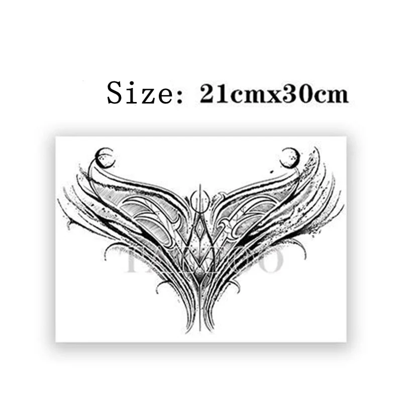 Dark Big V Flower Body Temporary Tattoo Stickers Men and Women Body Art Sexy Rock Cool Fake Tattoo Chest Clavicle Tattoo Sticker