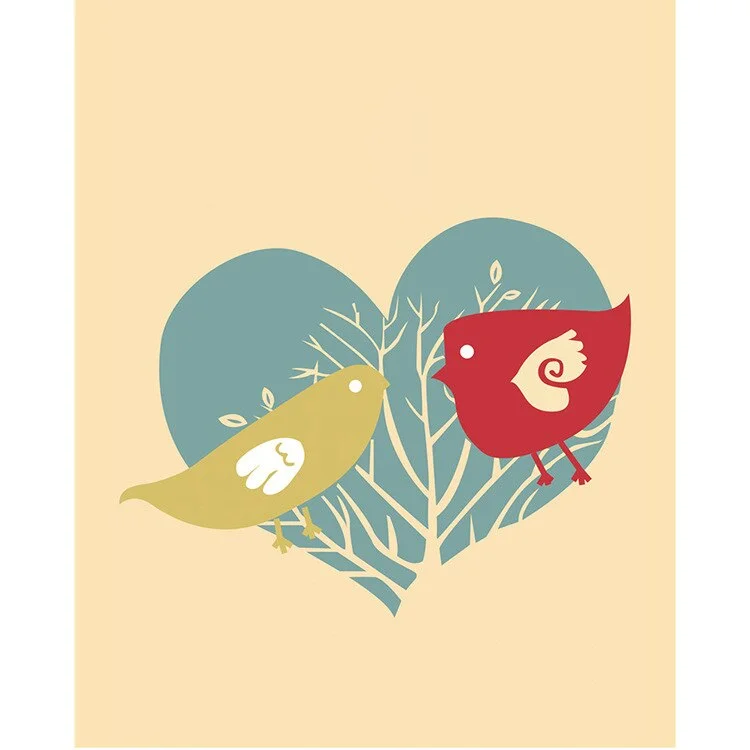 Cartoon Watercolor Bird Canvas Painting Living Room Decorative Painting Sofa Background Wall Bedroom Hanging Painting Wall Art