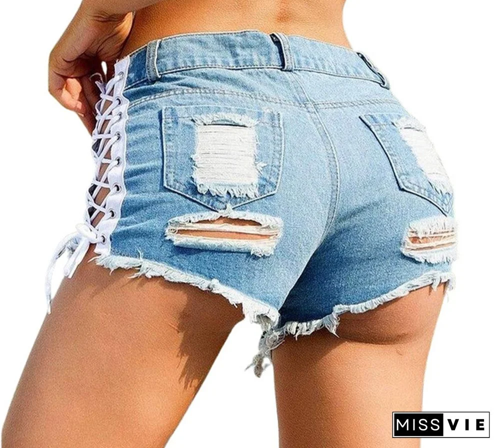 Znaiml Sexy Summer Women Denim Shorts New Black Blue High Waist Ripped Short Jeans