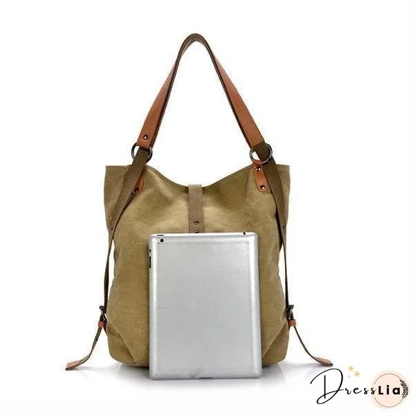 Women Canvas Casual Multifunctional Microfiber Leather Large Capacity Handbag Shoulder Bags Backpack