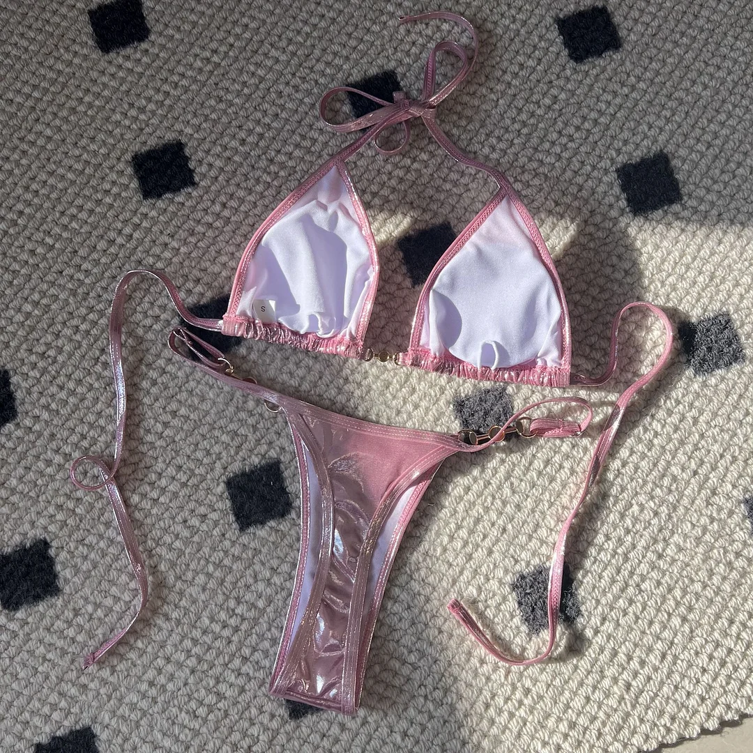 Uveng 2024 New Sexy Bright Pearl T-Dip Bikini Swimsuit Bikini