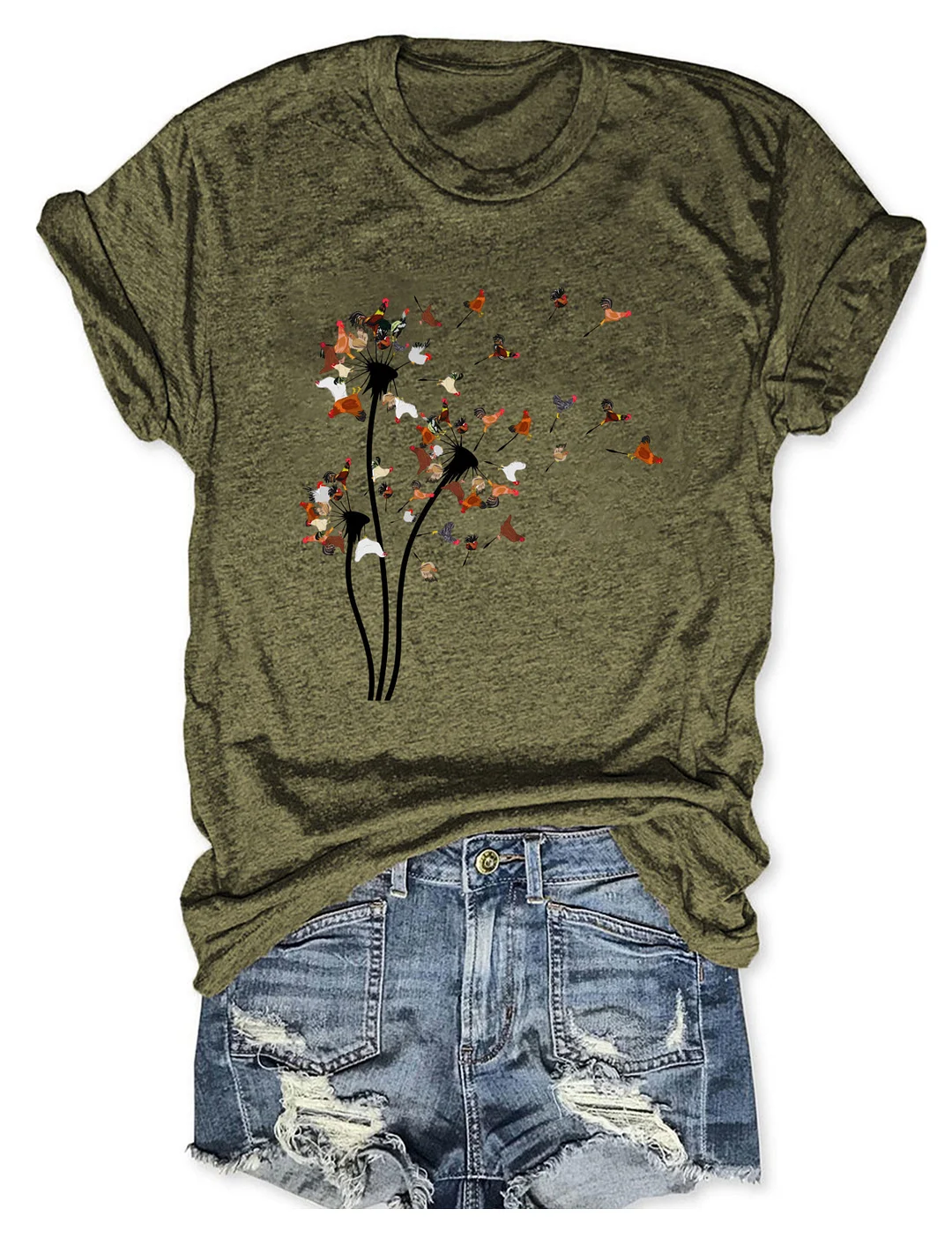 Chicken Dandelion Flower T-shirt