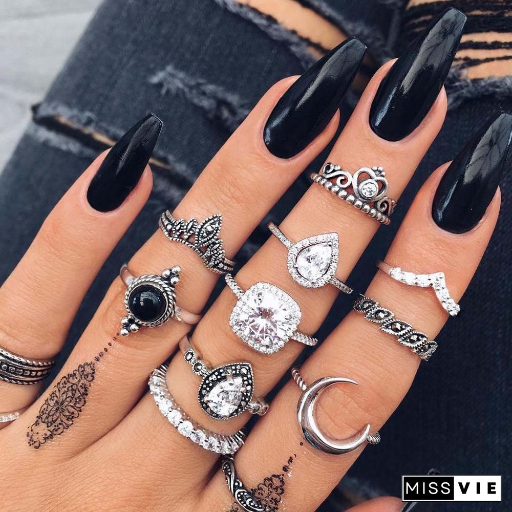 30 Styles Trendy Boho Midi Knuckle Ring Set For Women Crystal Geometric Finger Rings Fashion Bohemian Jewelry