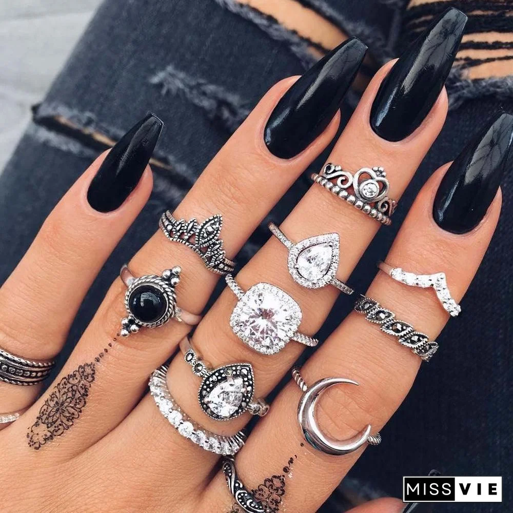 30 Styles Trendy Boho Midi Knuckle Ring Set For Women Crystal Geometric Finger Rings Fashion Bohemian Jewelry