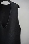 Deep V-neck Loose Pure Merino Wool Knitted Vest--Dark gray/White
