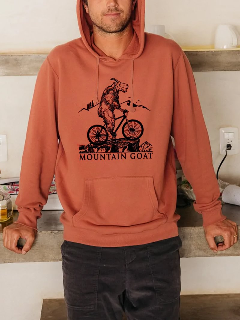 Mountaind Goat Riding Bike Graphic Men's Hoodie in  mildstyles