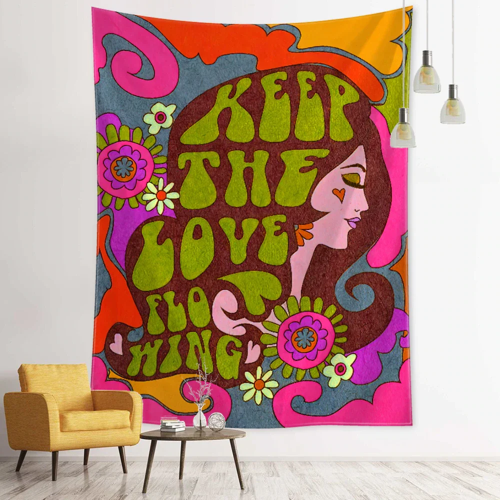 Nigikala Girl Tapestry Wall Hanging Retro INS Psychedelic Hippie Tarot Card Tapiz Room Dormitory Home Decor