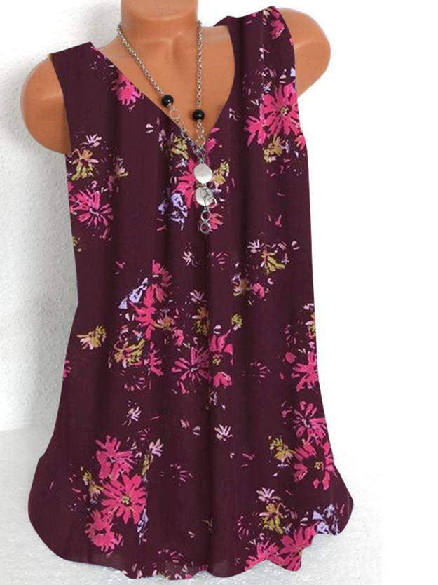 Women Long Sleeve V-neck Graphic Floral Printed Top