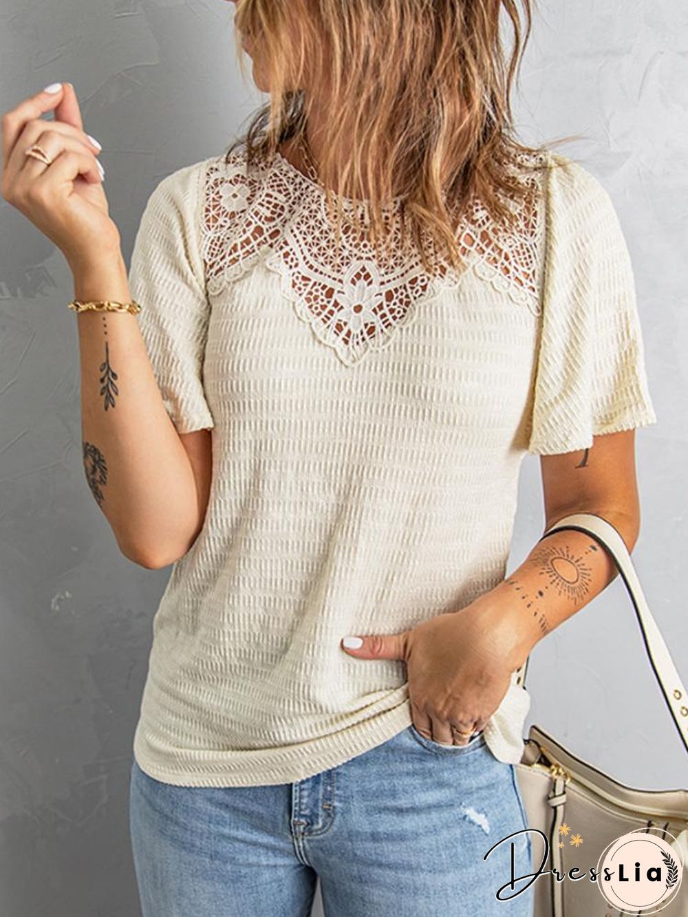Lady Lace Hollow Yellow Shirt