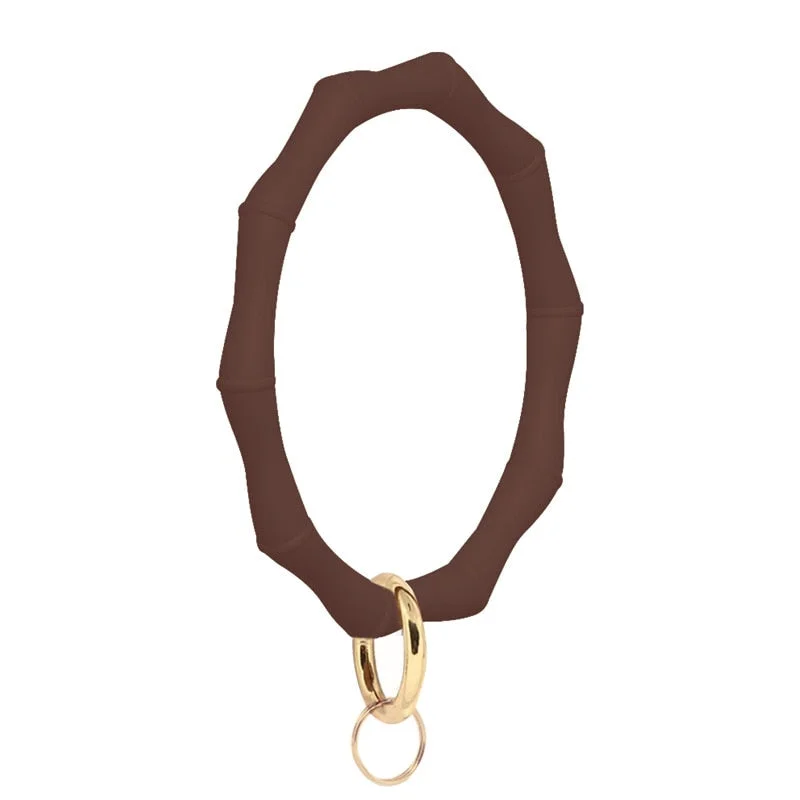 Dvacaman Hot Sale Big O Shaped Silicone Loop Wrist Key Ring Keychain with Gold O Clasp Round Key Wrist Strap Accessory Wholesale