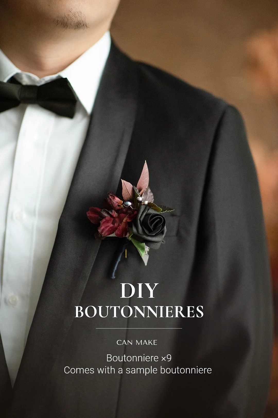 DIY Wedding Boutonnieres in Black & Pumpkin Orange