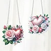 (US Local)2Pcs Love Rose Special Shape Diamond Painting Hanging Pendants for Wall Window