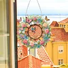 (US Only)2D Flat DIY Flower Butterfly Wreath 5D Diamond Hanging Clock Art Craft for Home