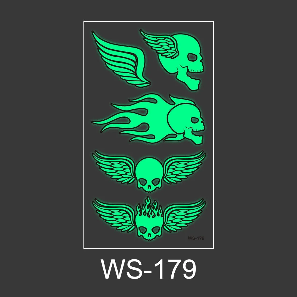 Luminous Tattoo Sticker Nightclub Bar Music Festival Carnival Tattoo Sticker Fluorescent Musical Note Glowing Cool Face Sticker