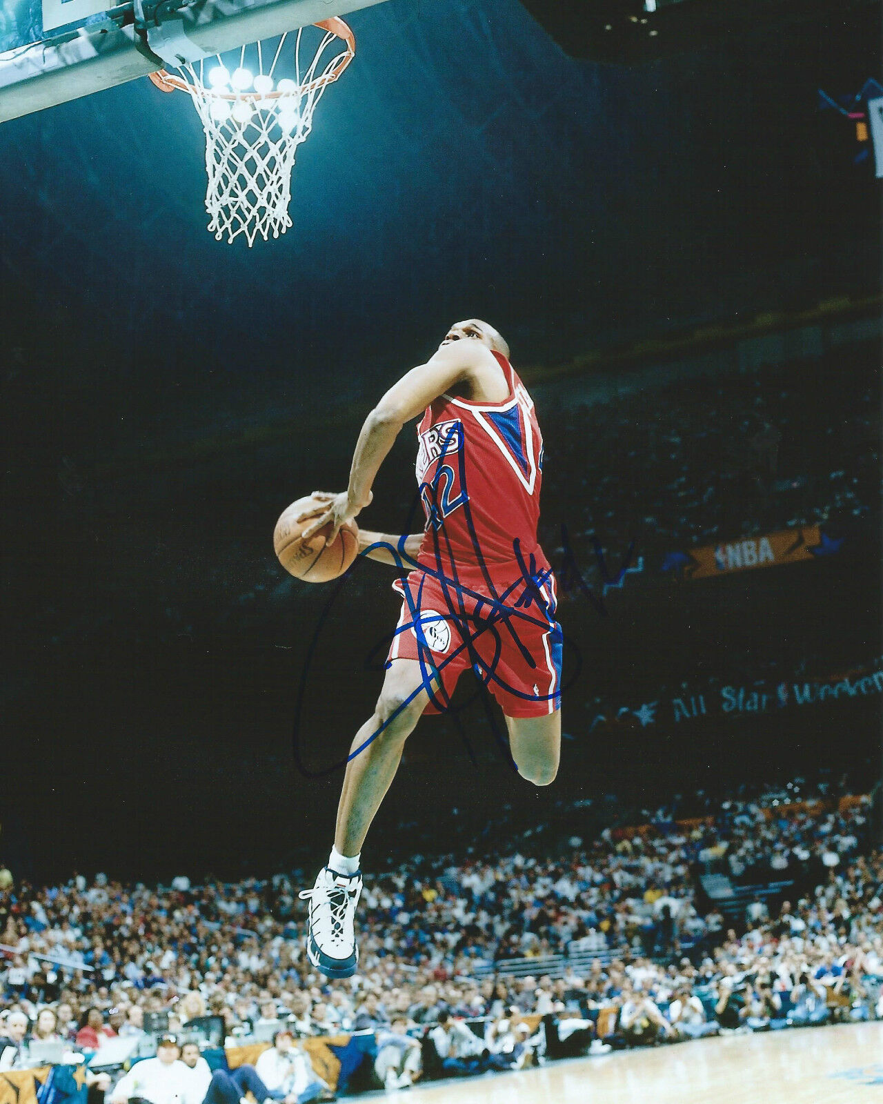 Jerry Stackhouse *PHILADELPHIA SIXERS* Signed 8x10 Photo Poster painting COA GFA