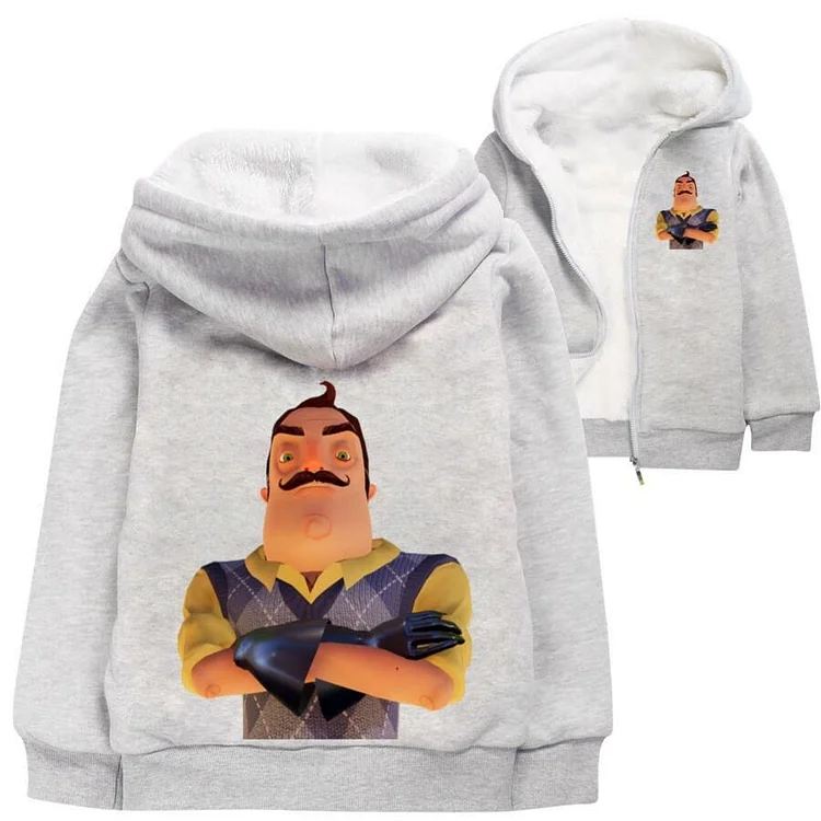 Mayoulove Hello Neighbor Print Girls Boys Zip Up Fleece Lined Kids Cotton Hoodie-Mayoulove