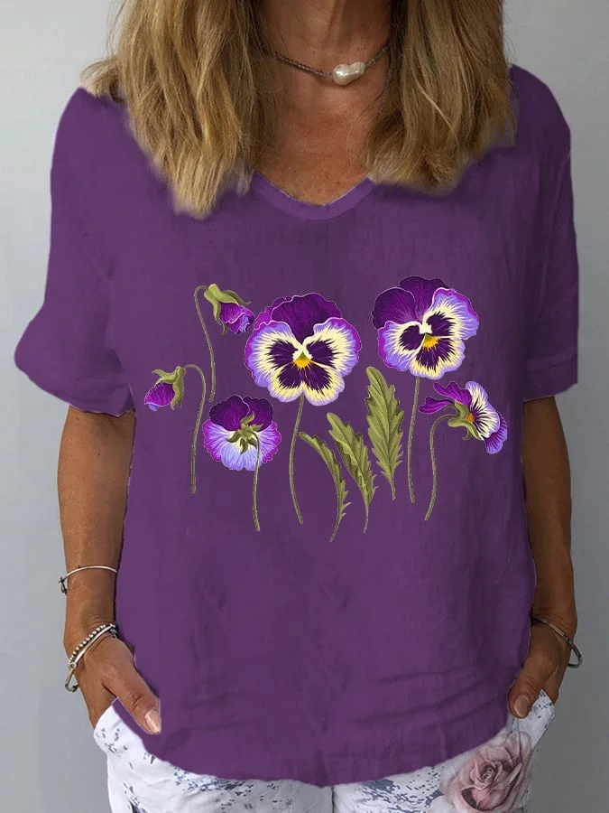 Women's Purple Flower Alzheimer's Awareness Support Shirt