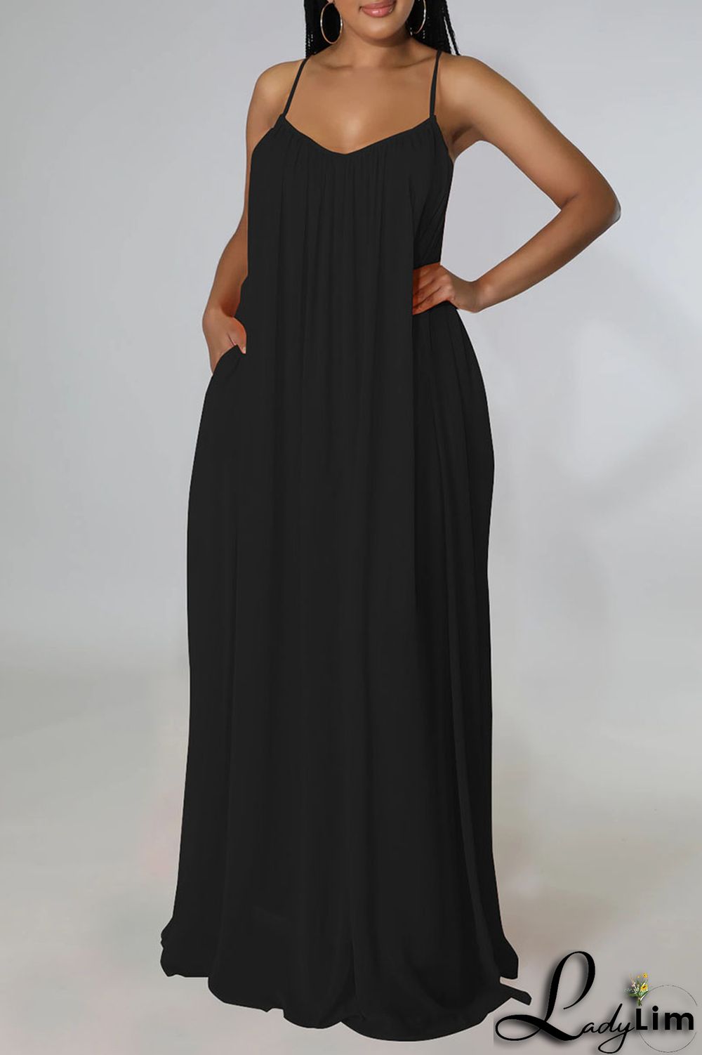 Orange Red Casual Solid Split Joint Backless Spaghetti Strap Sling Dress Dresses