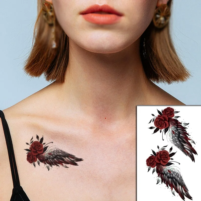 Sketch Rose Flowers Waterproof Temporary Tattoo Sticker Hand Lines Design Fake Tattoos Flash Tatoos Arm Chest Body Art for Women