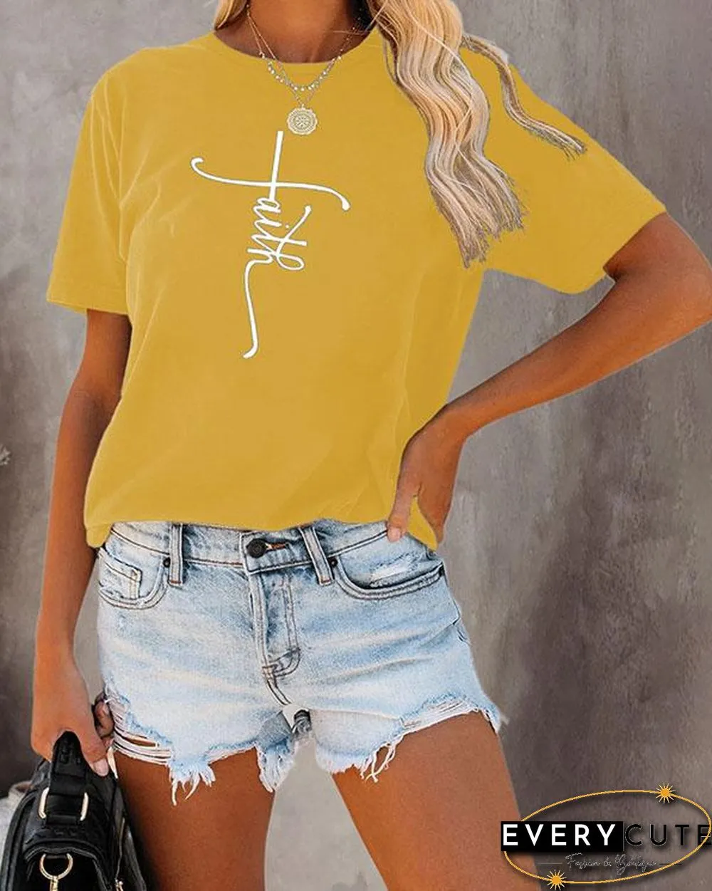 Women Print Crew Neck Short Sleeve Shirts