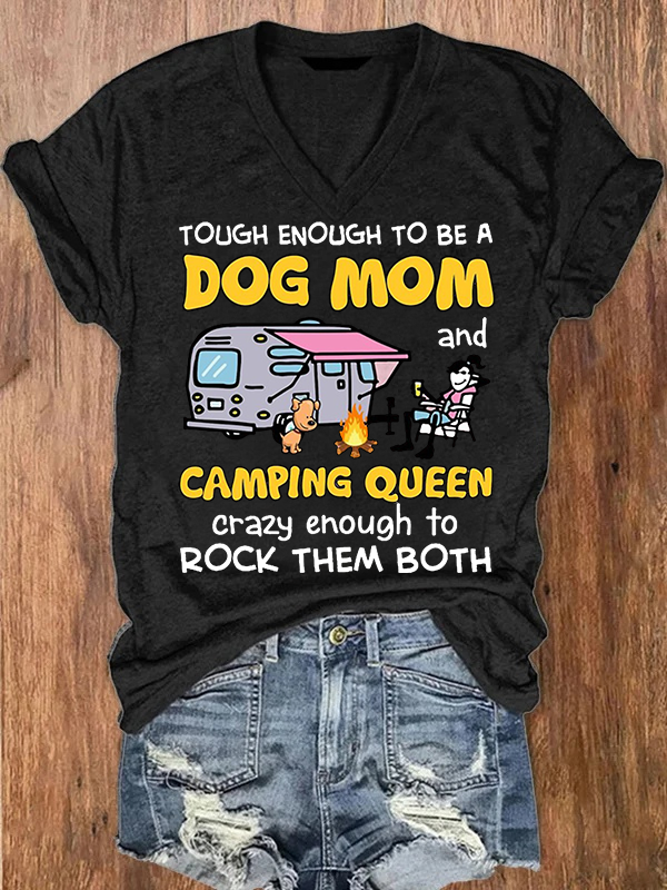 Touch Enough To Be A Dog Mom V Neck T Shirt