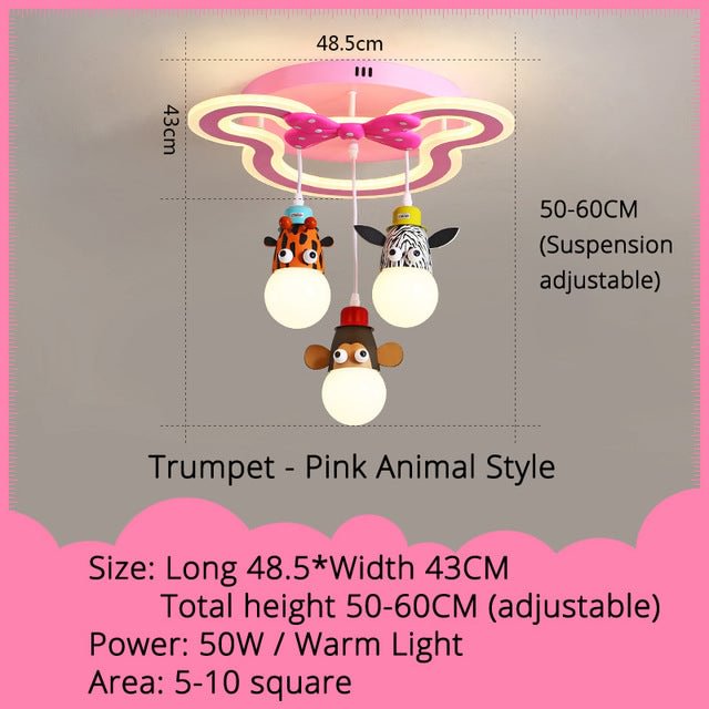 Pink Bears LED Ceiling Lights Boy's Girl's Study Room Bedroom Modern Lamp Lighting New Fixture Remote Control Luminaria