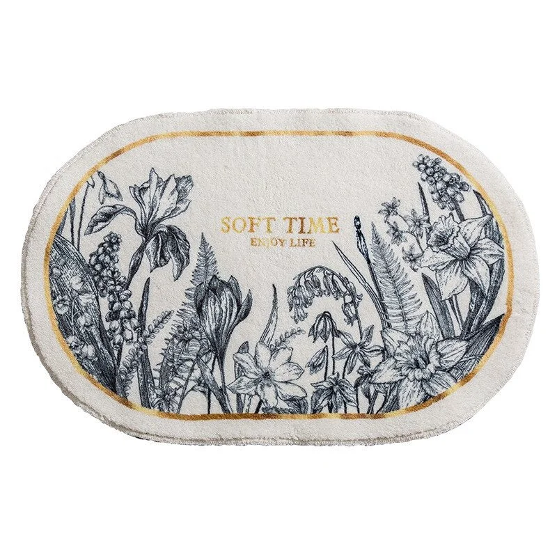 Oval Bathroom Mat Absorbent Carpet Anti-Slip Bath Rug Fluffy Floor Mats for Living Room Decor Hallway Doormat Tapis de Bain
