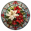 Vitrail de Noël fleurs rouges-perceuse ronde peinture diamant-30*30cm