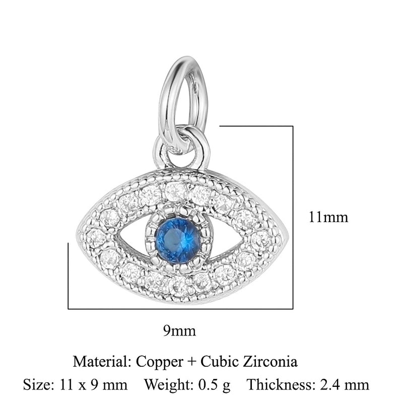3 Pieces Copper Zircon 18K Gold Plated Cross Moon Eye