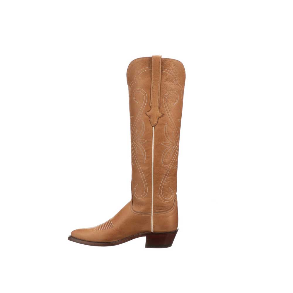 Brown Round Toe Low Chunky Heel Silhouette Knee High Cowgirl Boots Nicepairs