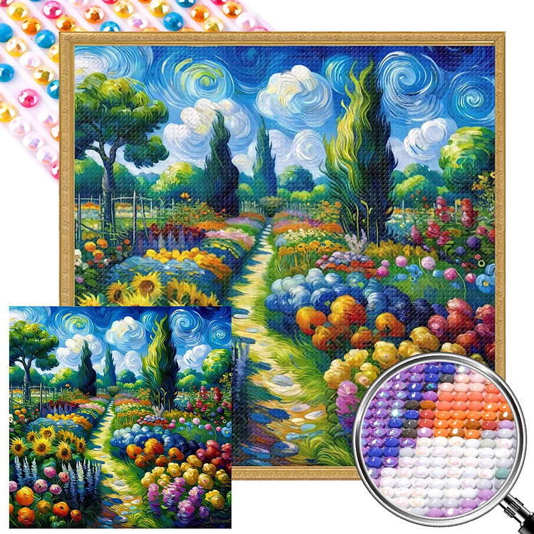 Partial AB Drill - Full Round Drill Diamond Painting -Abstract Garden - 40*40cm