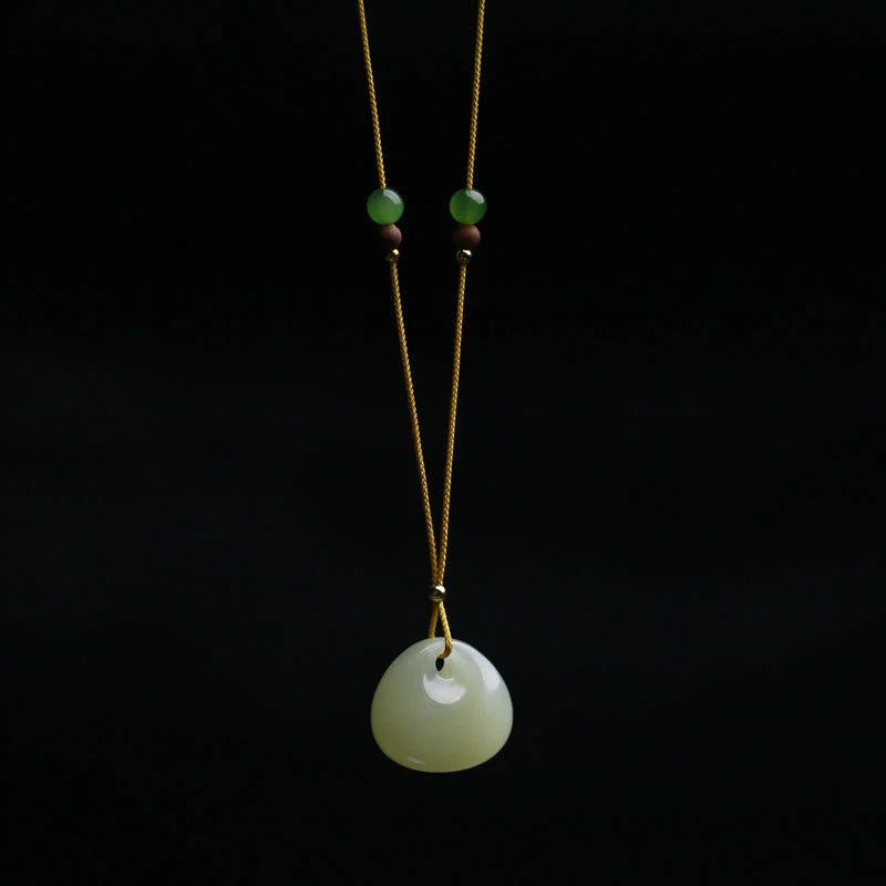 Natural Hetian Jade Small Bag Pattern Prosperity String Necklace Pendant
