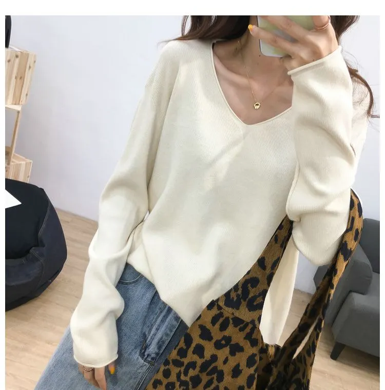 2021 spring autumn new lazy knit oversize sweater women's pullover Korean loose bottoming shirt big sweater