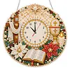 Acrylic Special Shape Xmas Cross Diamond Pearl Painting Clock Handicraft Hanging Kit