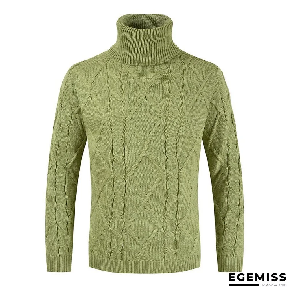 High Neck Loose Solid Color Men's Sweater | EGEMISS