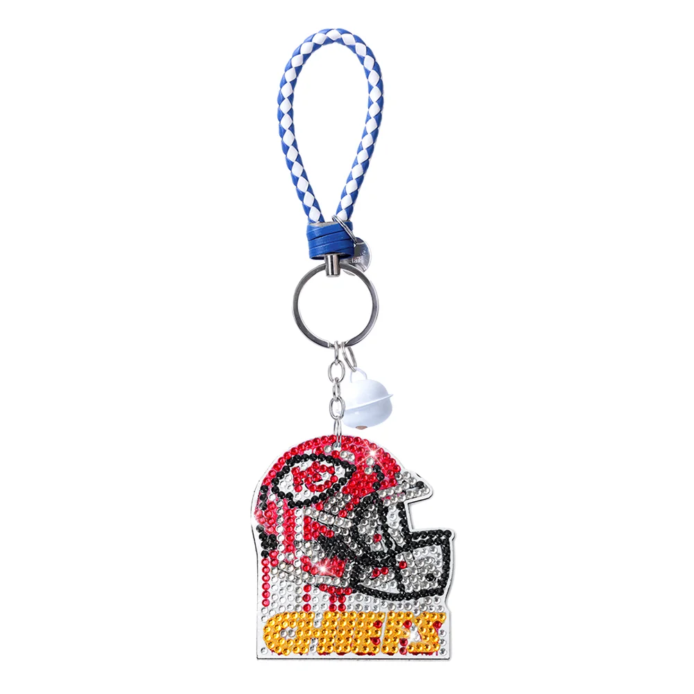 Kansas City Chiefs DIY Diamond Art Keychains Craft Rugby Team Badge Hanging Ornament(Double Sided)