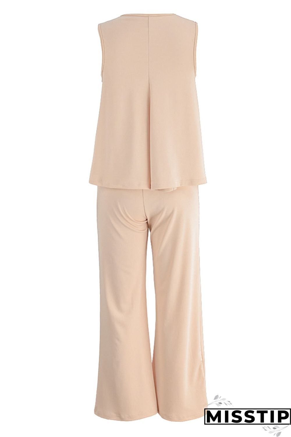 Black Casual Solid Patchwork O Neck Sleeveless Two Pieces