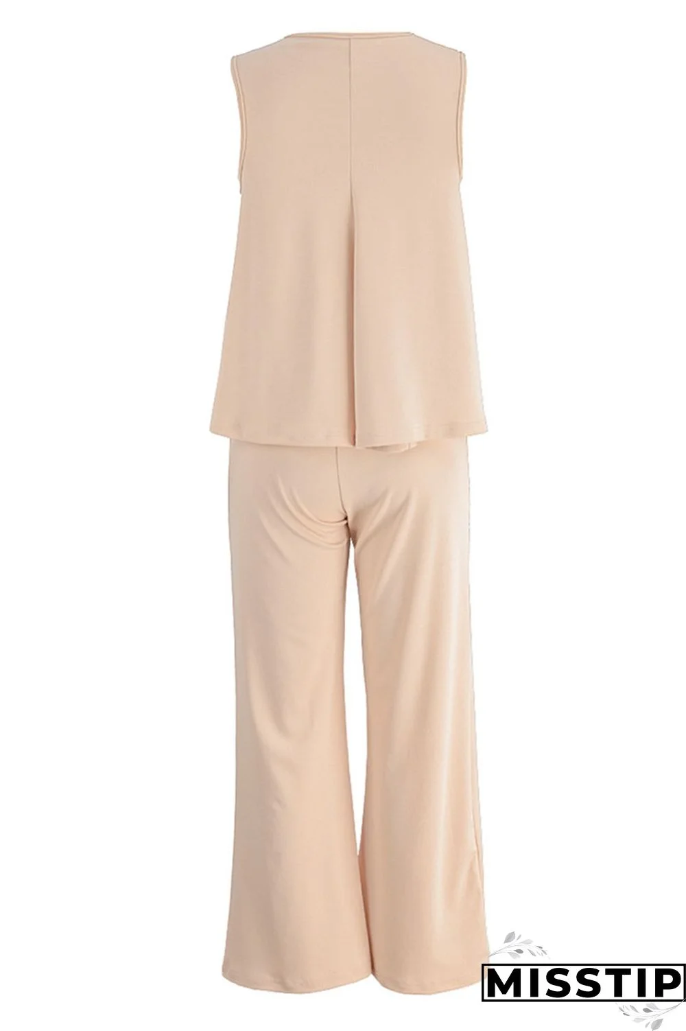 Black Casual Solid Patchwork O Neck Sleeveless Two Pieces