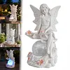 Solar Angel Garden Decor Resin Statue Outdoor Light 600mAh Battery