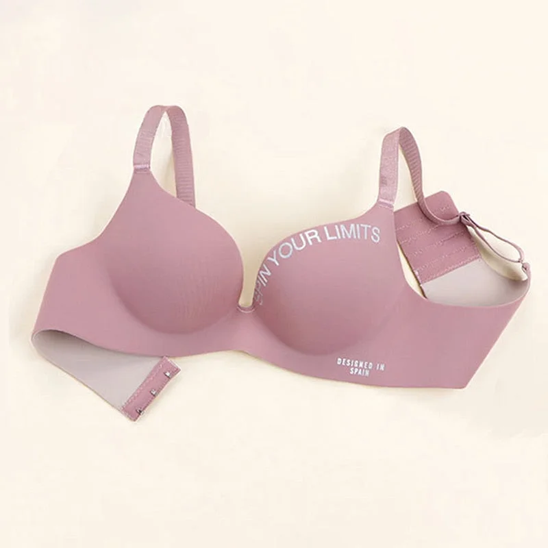 DERUILADY Fashion Letter Seamless Bra Bralette Comfort Wireless Bras For Women Underwear Adjustable Push Up Bra Sexy Lingerie