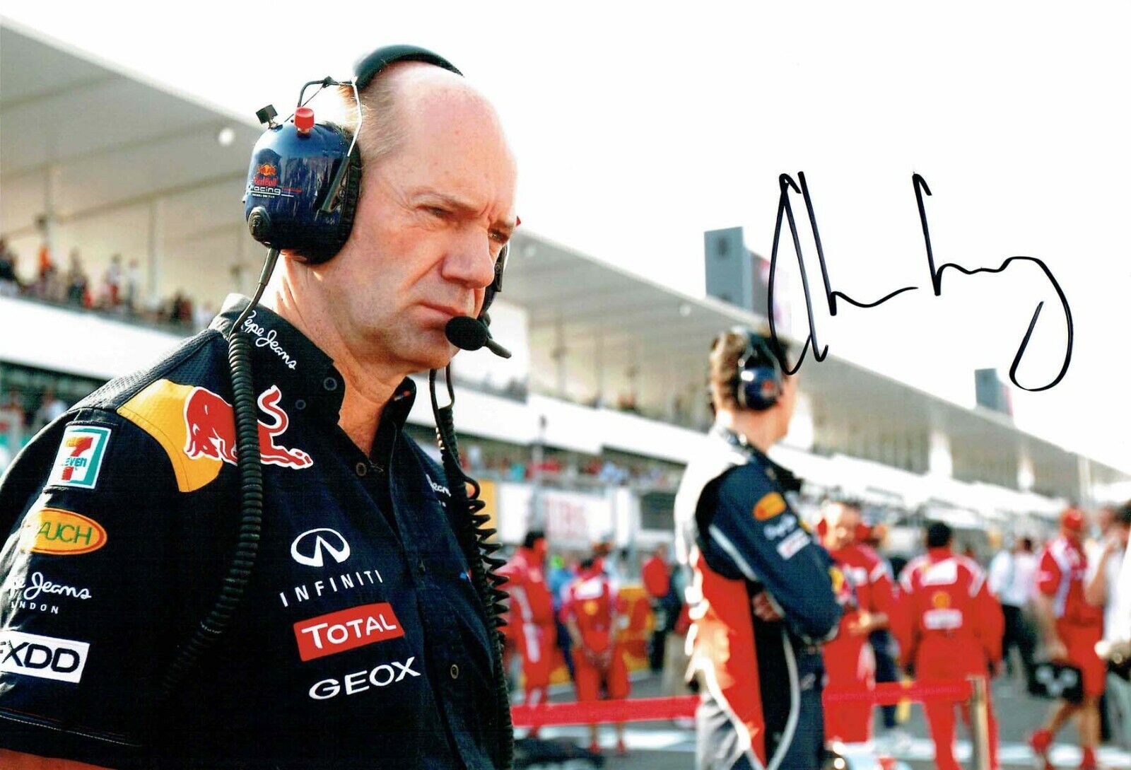 Adrian NEWEY Red Bull Technical Officer SIGNED 12x8 Photo Poster painting AFTAL Autograph RD COA