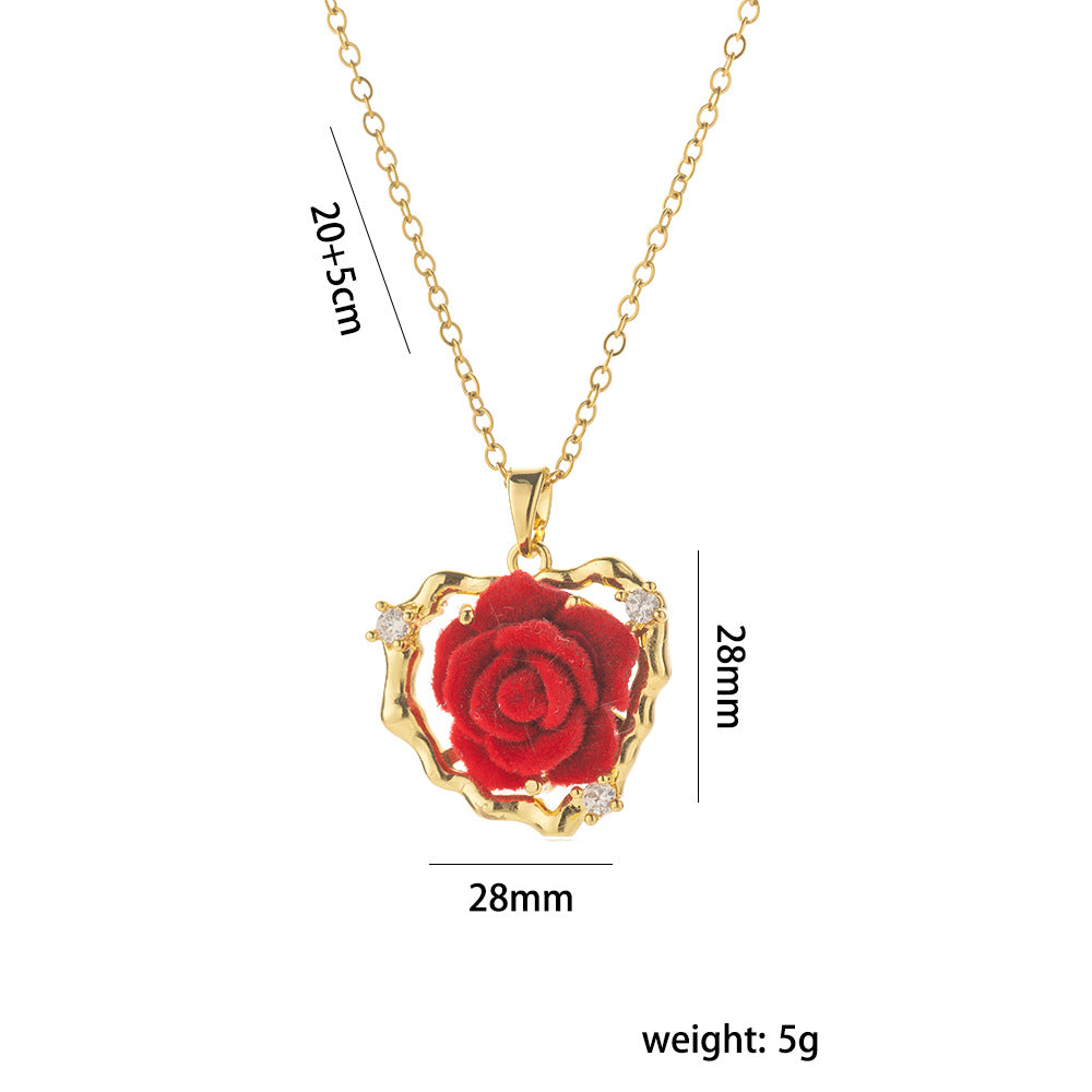 Copper Gold-Plated Fashion Long Rose Necklace Female Retro Rose Versatile Sweater Chain Autumn And Winter Accessories