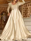 Plus Size Shiny Long Sleeves Maxi Dress
