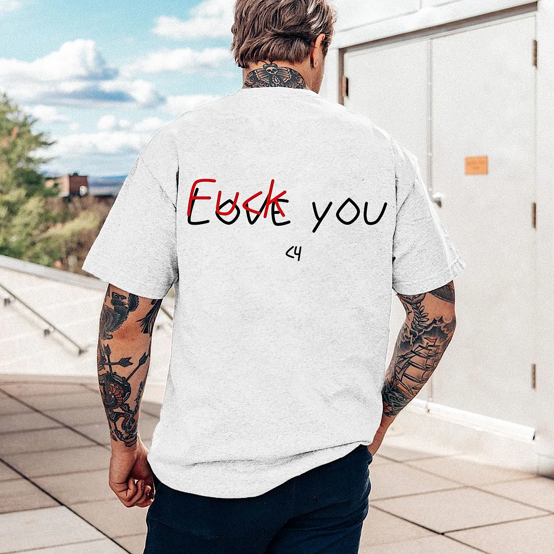 Love You Printed Casual T-shirt -  