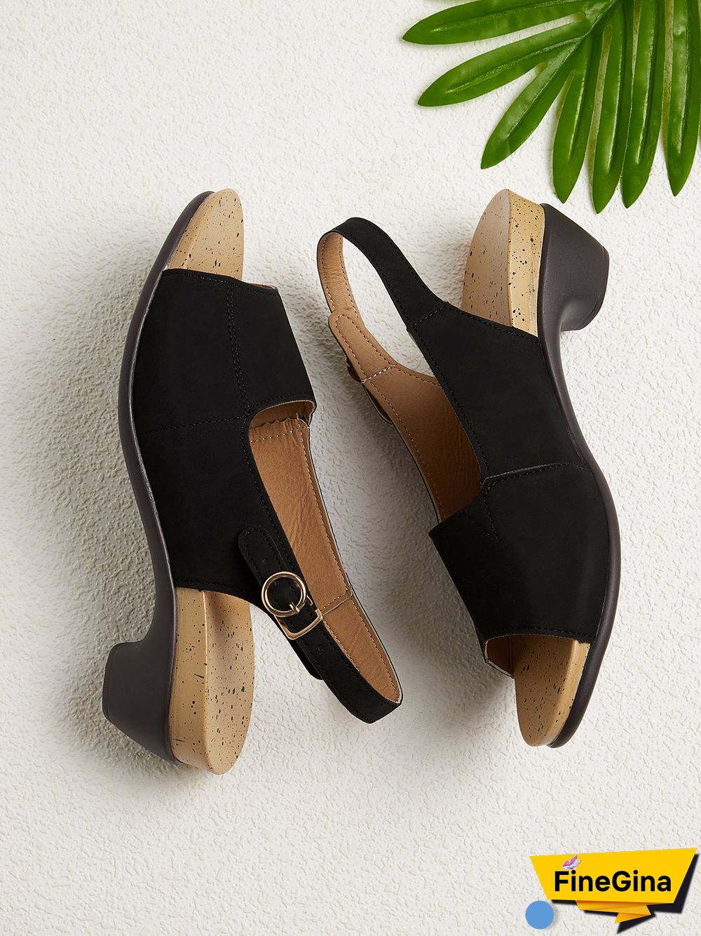 Retro Solid Simple Open Toe Chunky Heel Sandals